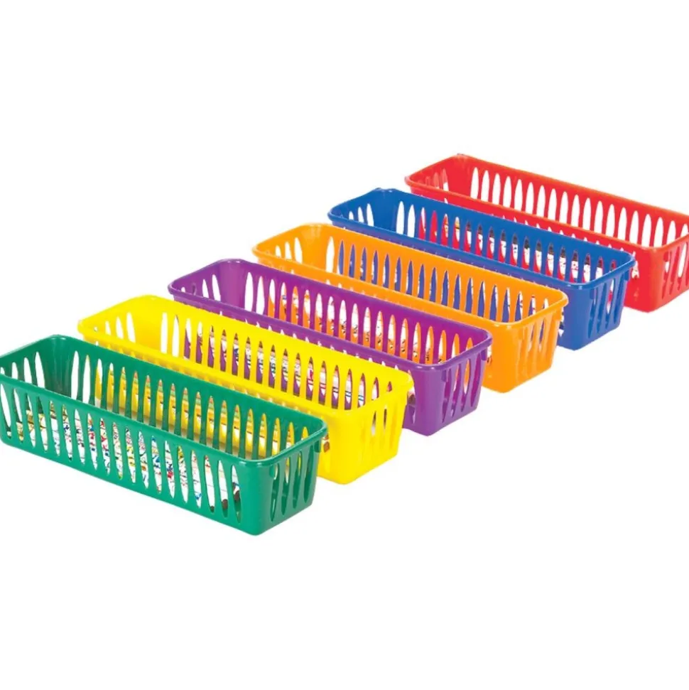 Really Good Stuff® Group Color for 6 - Plastic Pencil and Marker Storage Baskets with Lids