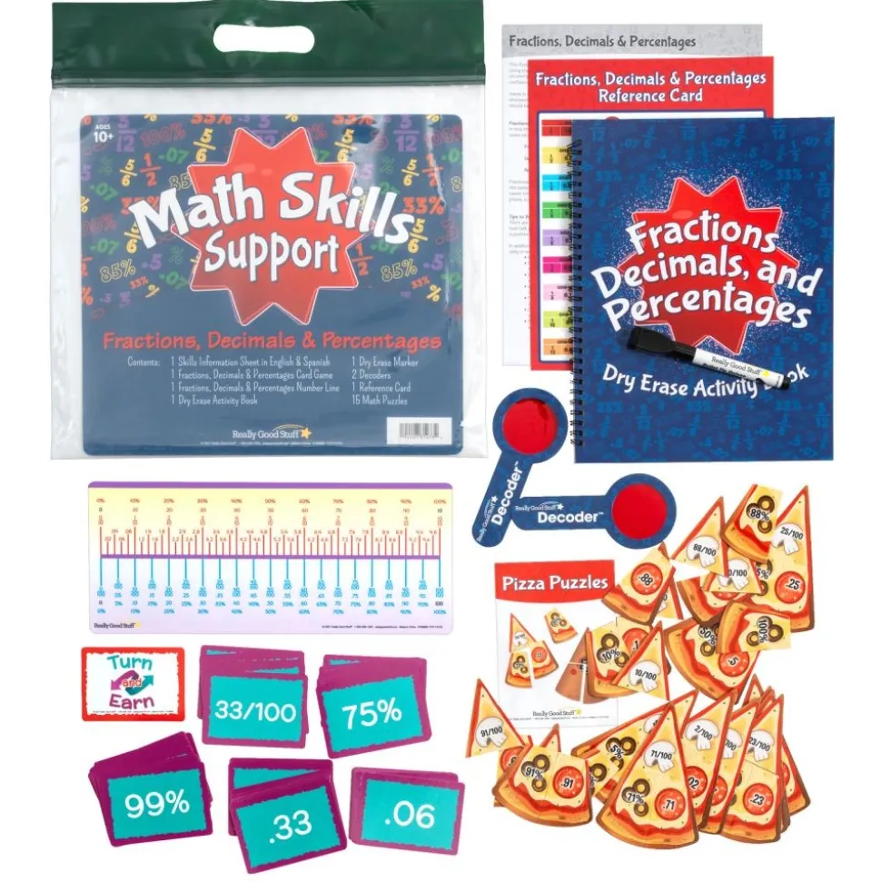 Really Good Stuff® Math Skills: Grade 4-6 - Fractions, Decimals, & Percentages