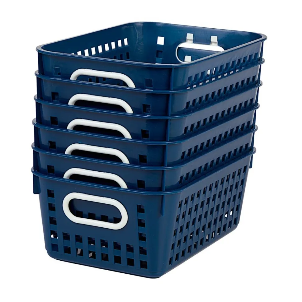 Really Good Stuff® Medium Baskets - Set of 6 -Navy Blue