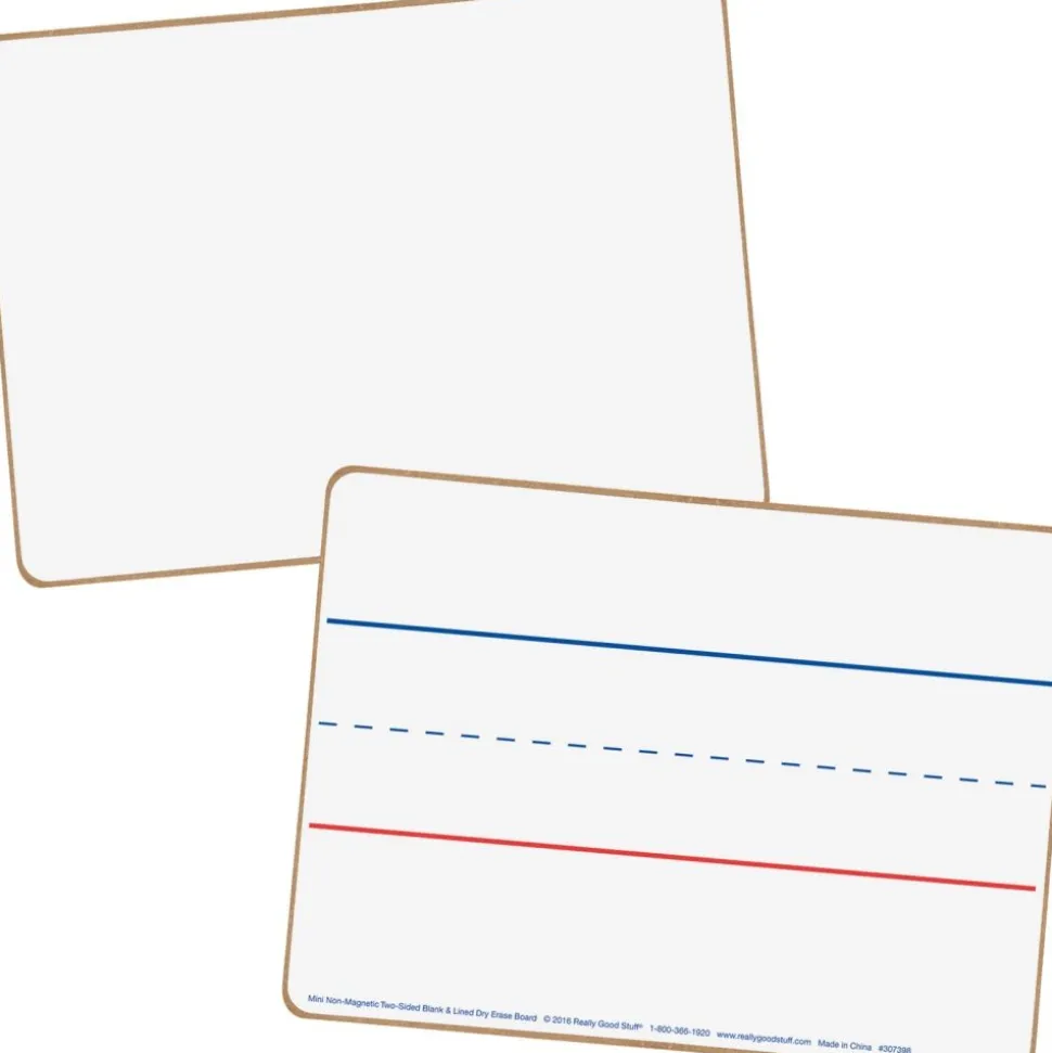Really Good Stuff® Mini Non-Magnetic 9"x 6" 2-Sided Blank And Lined Dry Erase Boards - 24-Student Pack