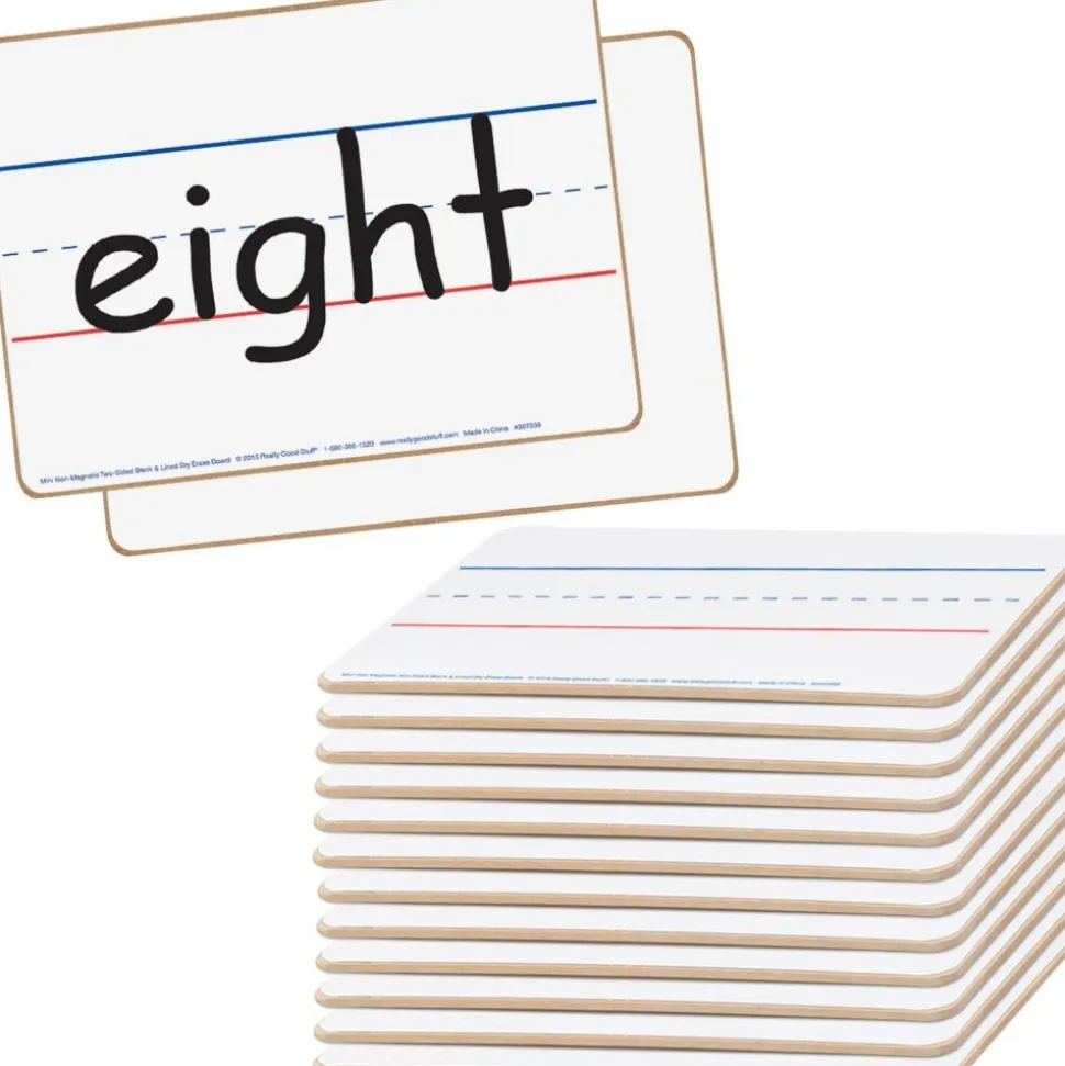 Really Good Stuff® Mini Non-Magnetic 9"x 6" 2-Sided Blank And Lined Dry Erase Boards - Set Of 12