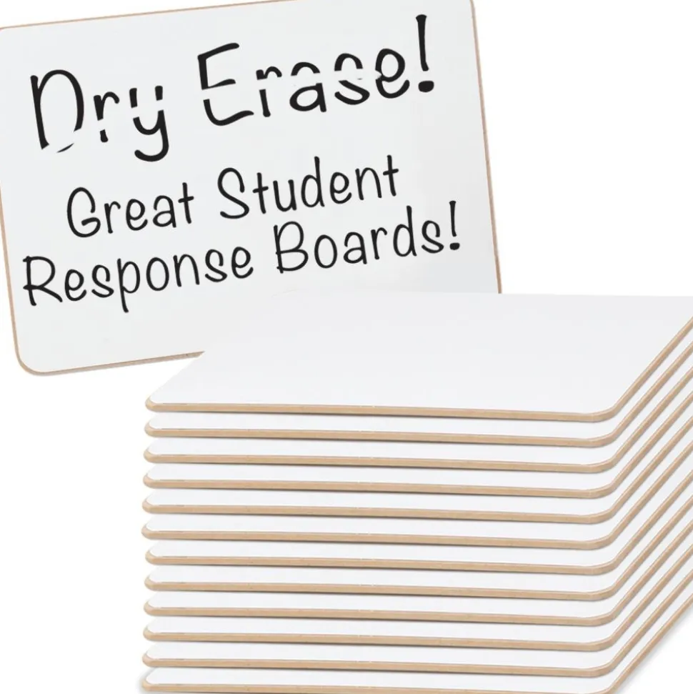 Really Good Stuff® Mini Non-Magnetic 6" By 9" One-Sided Dry Erase Boards - Set Of 12