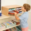 Really Good Stuff® Oak 6-Slot Mail Center With Trays Boho Colors - 1 mail center, 6 trays
