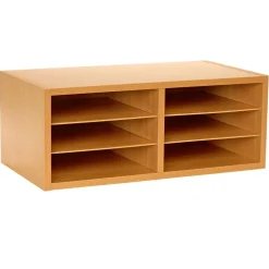 Really Good Stuff® Oak 6-Slot Mail Center With Trays Boho Colors - 1 mail center, 6 trays