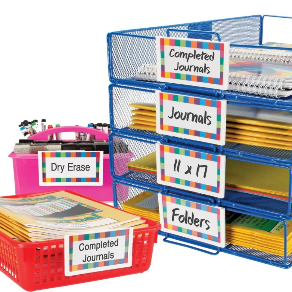 Really Good Stuff® 12-Pack Universal Basket And Bin Label Holders With Labels