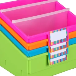 Really Good Stuff® Picture Book Library Bins With Dividers - Neon Set Of 4
