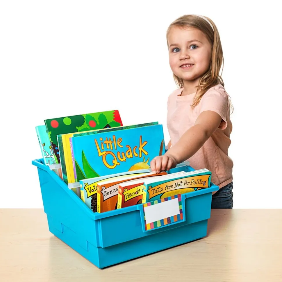 Really Good Stuff® Picture Book Library Bins With Dividers - Neon Set Of 4