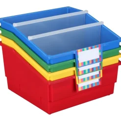 Really Good Stuff® Picture Book Library Bins with Dividers - Primary Set of 4