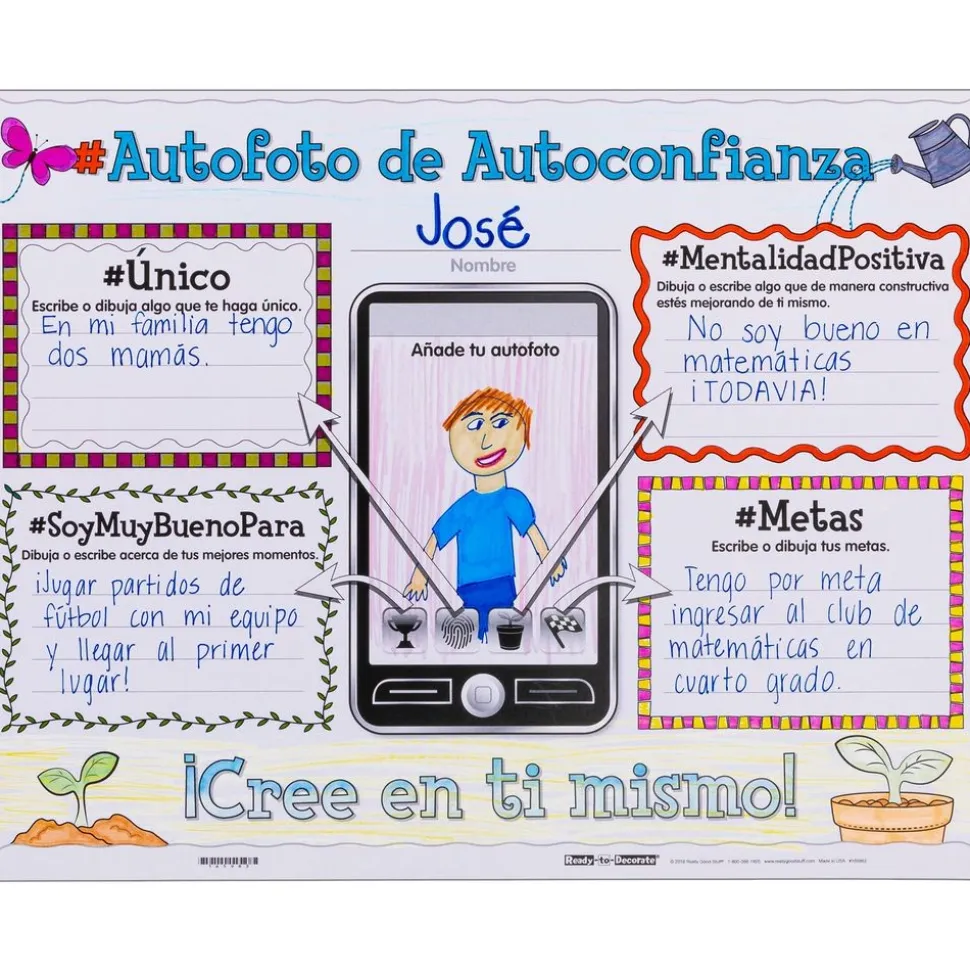 Really Good Stuff® Ready-To-Decorate® Spanish Growth Mindset Proud Of My #SELFIE Posters - Set of 24