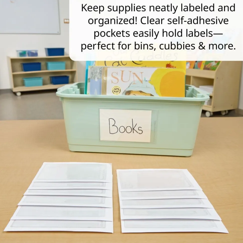 Really Good Stuff® Self Adhesive Vinyl Label Pockets- 5.25" x 3.25" - Set of 12