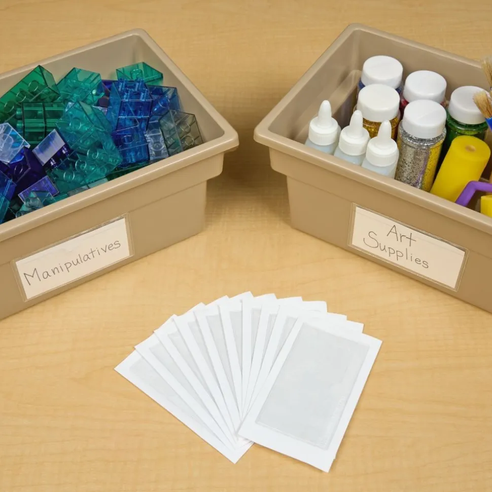 Really Good Stuff® Self Adhesive Vinyl Label Pockets- 4.5" x 2.5" - Set of 12