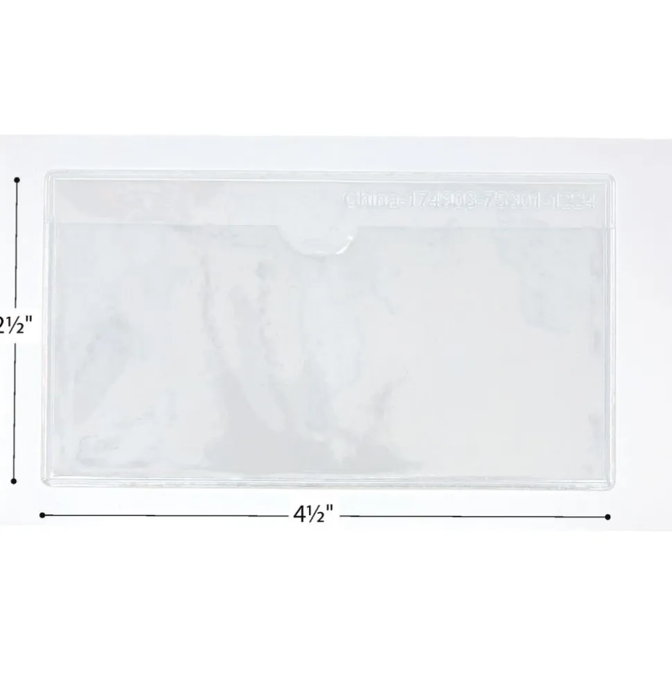 Really Good Stuff® Self Adhesive Vinyl Label Pockets- 4.5" x 2.5" - Set of 12