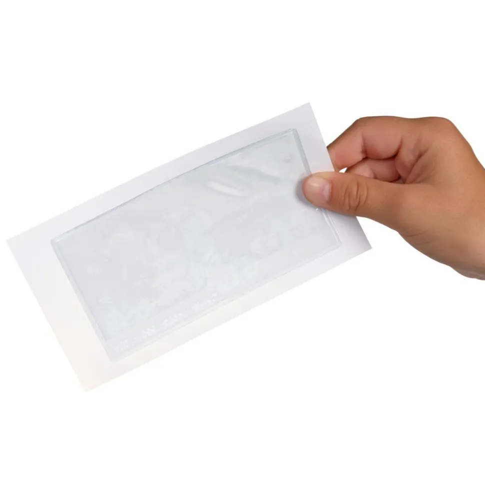 Really Good Stuff® Self Adhesive Vinyl Label Pockets- 4.5" x 2.5" - Set of 12