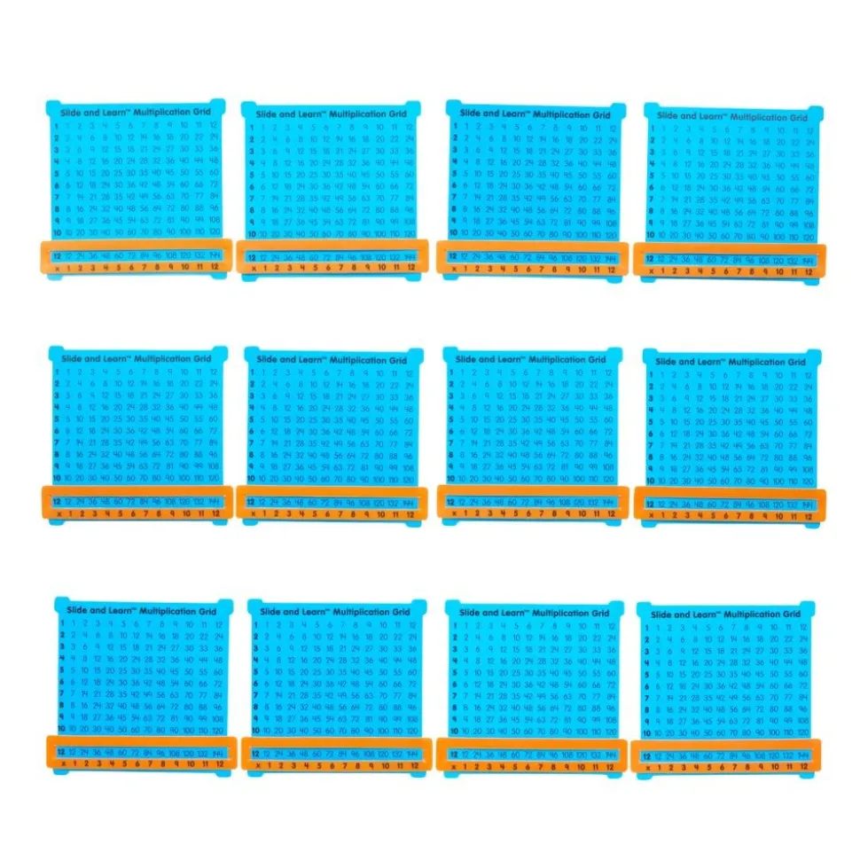 Really Good Stuff® Slide and Learn Multiplication Grids - Set of 12
