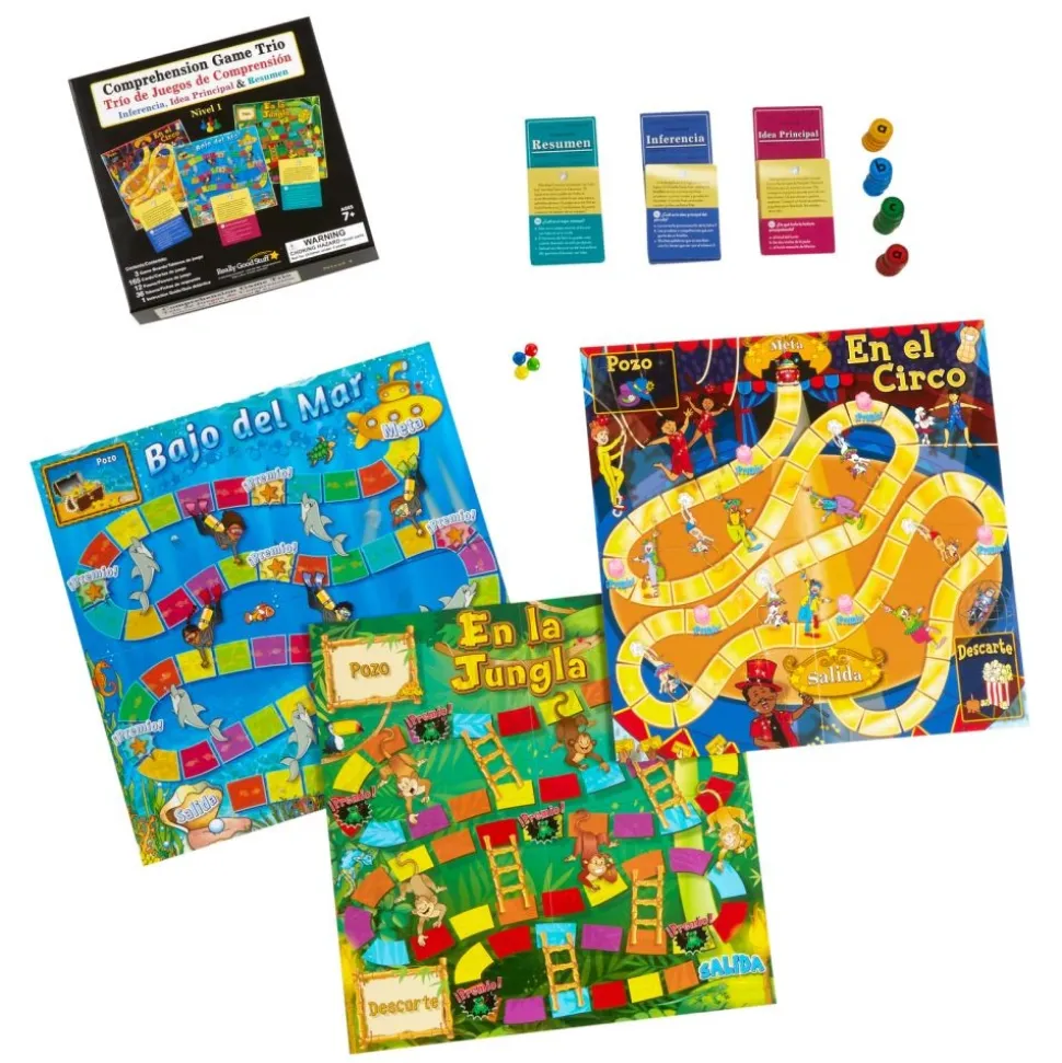 Really Good Stuff® Spanish Comprehension Game Trio: Main Idea, Summary & Inference - Grades: 2-3