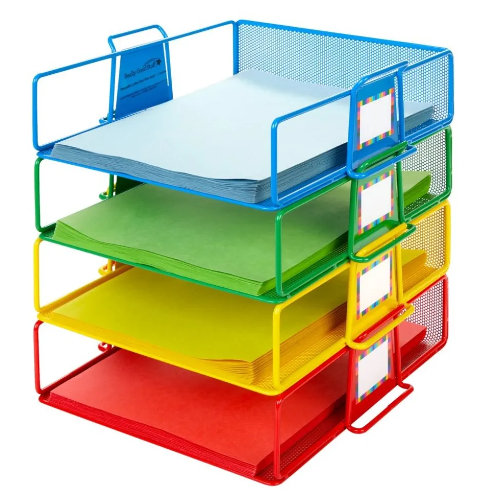Really Good Stuff® Stackable Wire Letter Trays - Set of 4 Colors