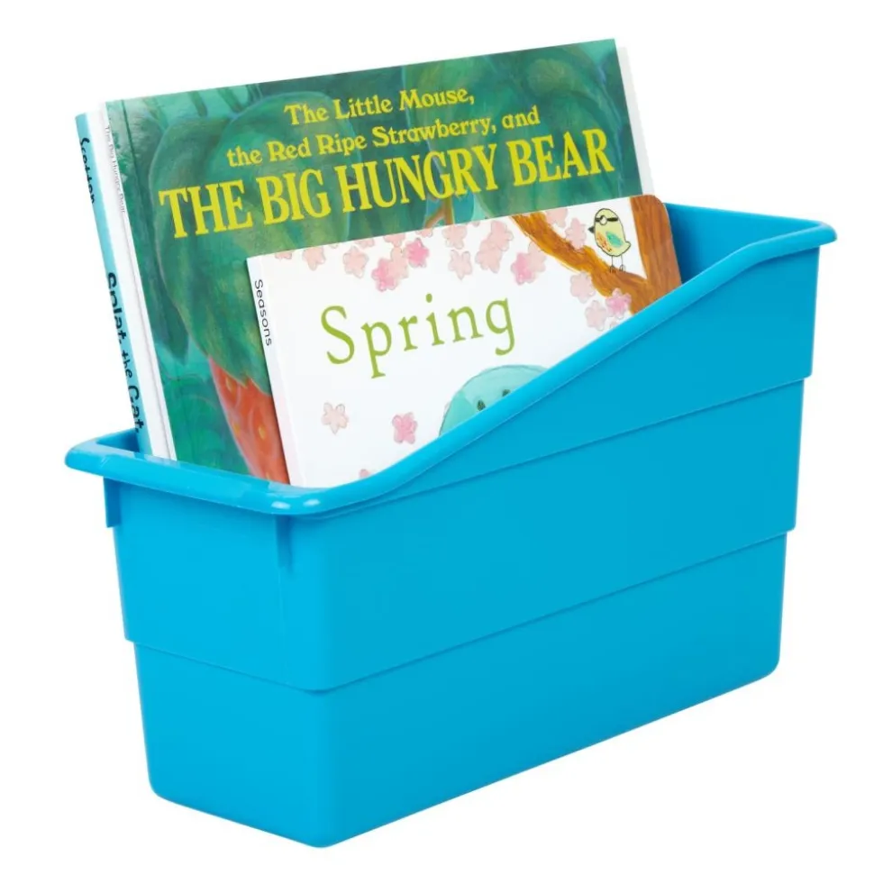 Really Good Stuff® Three Tier Shelf Storage with Blue Neon Durable Book & Binder Holders