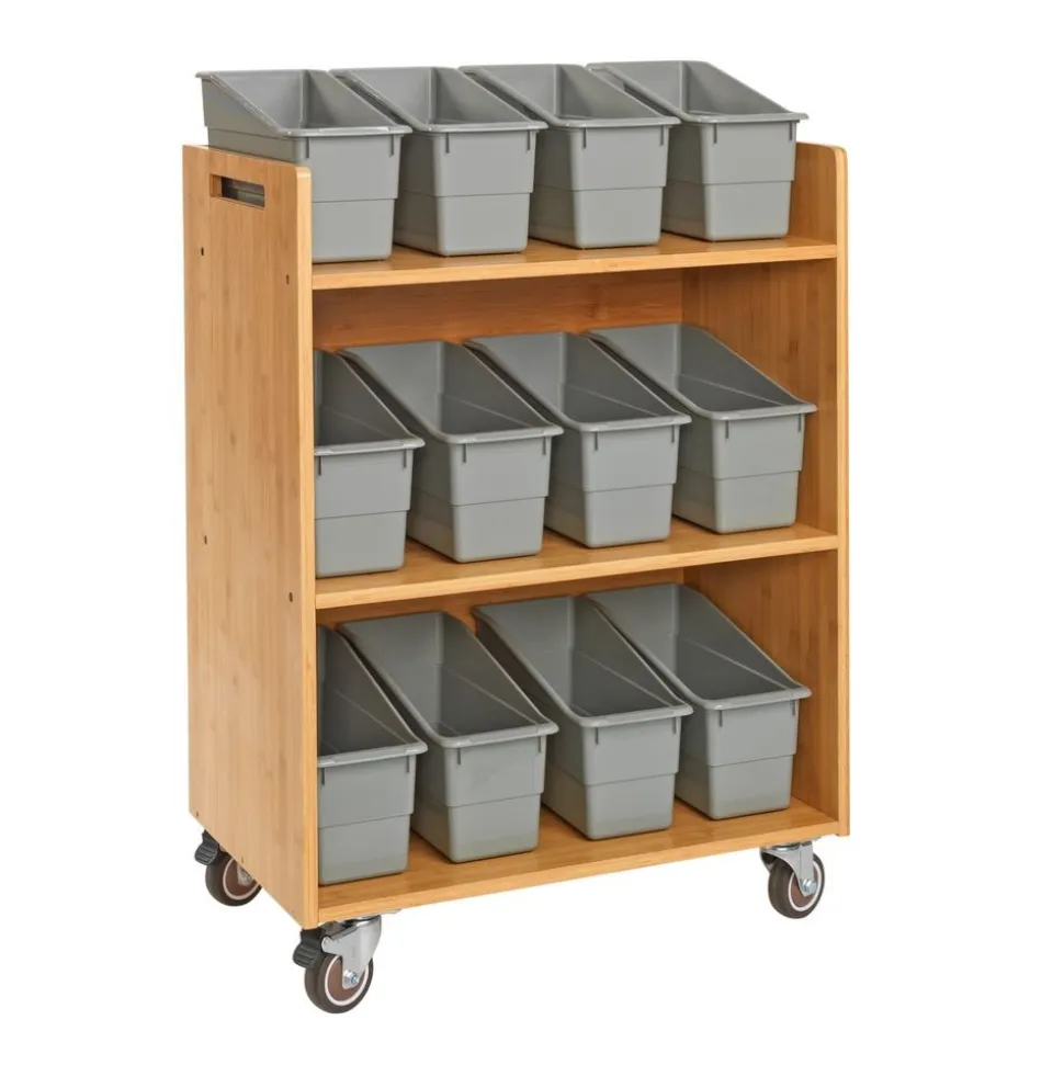 Really Good Stuff® Three Tier Shelf Storage with Pebble Durable Book & Binder Holders