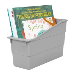 Really Good Stuff® Three Tier Shelf Storage with Pebble Durable Book & Binder Holders