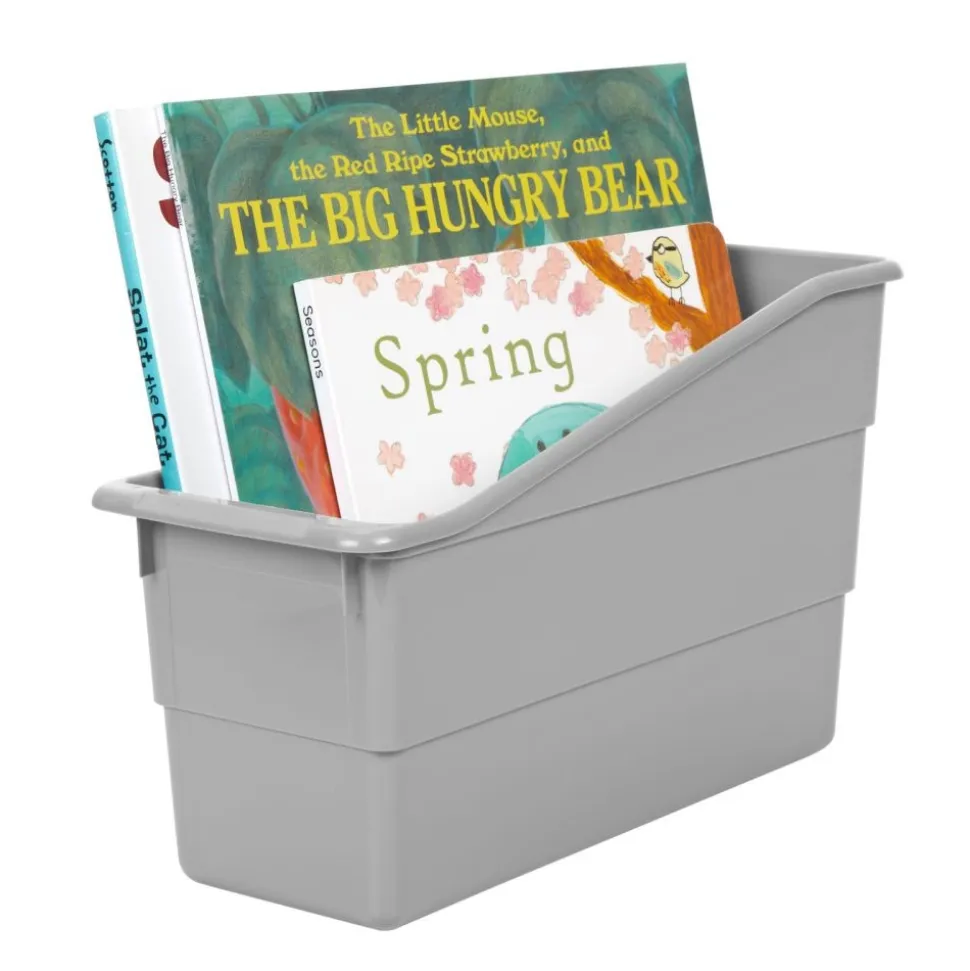 Really Good Stuff® Three Tier Shelf Storage with Pebble Durable Book & Binder Holders