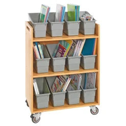 Really Good Stuff® Three Tier Shelf Storage with Pebble Durable Book & Binder Holders