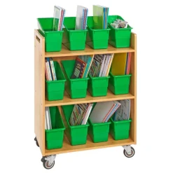 Really Good Stuff® Three Tier Shelf Storage with Green Durable Book & Binder Holders