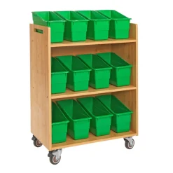 Really Good Stuff® Three Tier Shelf Storage with Green Durable Book & Binder Holders