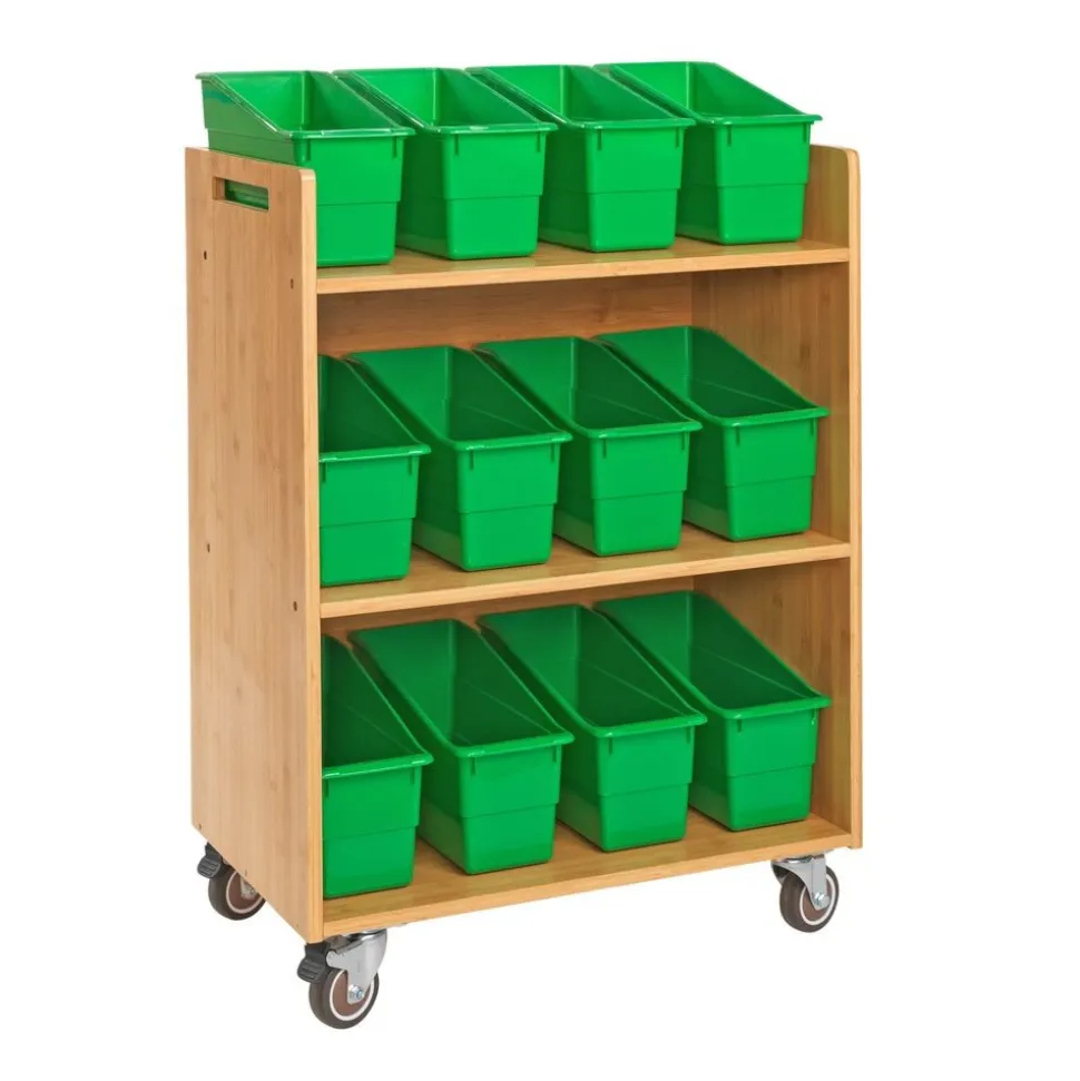 Really Good Stuff® Three Tier Shelf Storage with Green Durable Book & Binder Holders