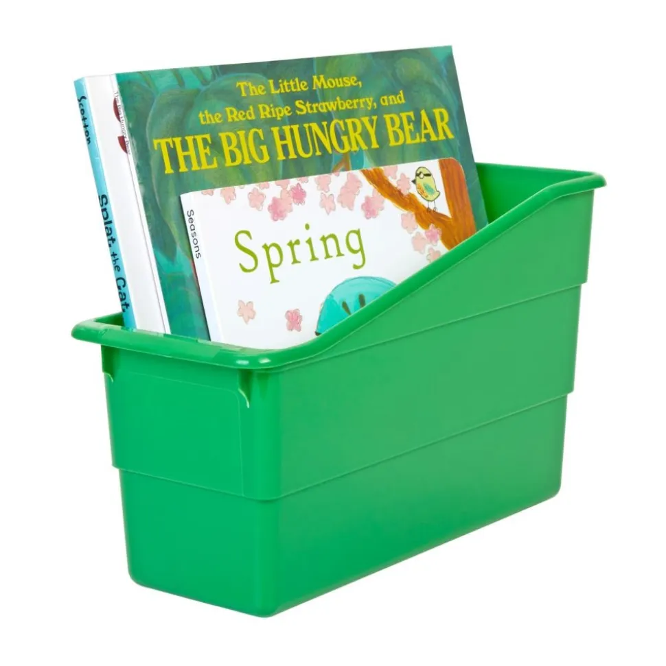 Really Good Stuff® Three Tier Shelf Storage with Green Durable Book & Binder Holders