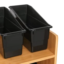 Really Good Stuff® Three Tier Shelf Storage with Black Durable Book & Binder Holders