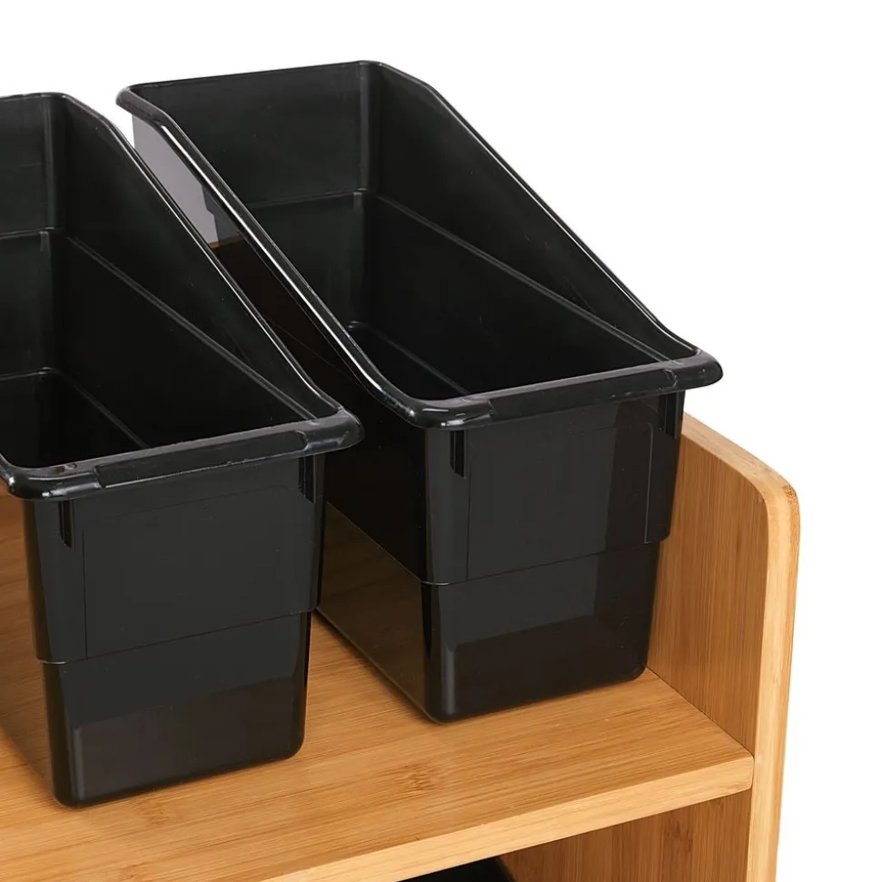 Really Good Stuff® Three Tier Shelf Storage with Black Durable Book & Binder Holders