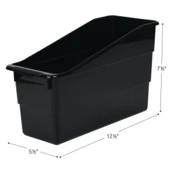 Really Good Stuff® Three Tier Shelf Storage with Black Durable Book & Binder Holders