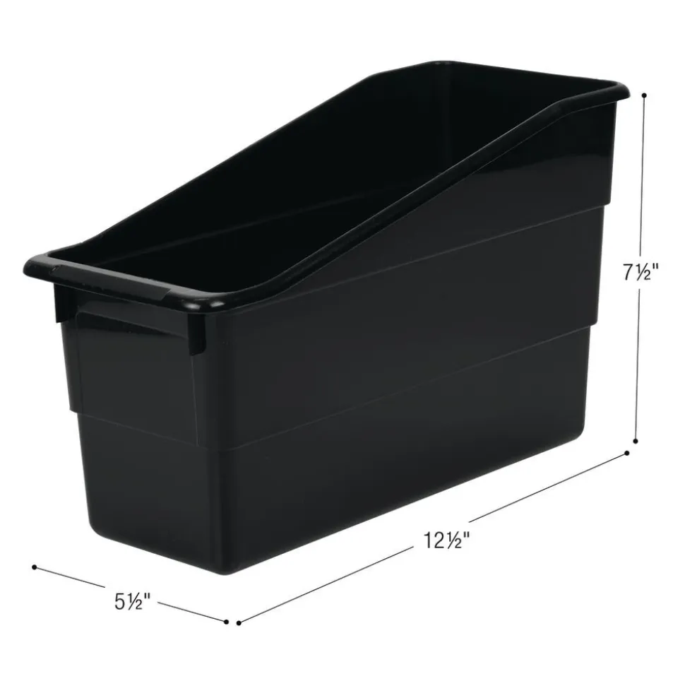 Really Good Stuff® Three Tier Shelf Storage with Black Durable Book & Binder Holders