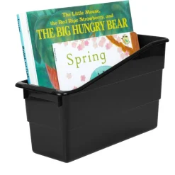 Really Good Stuff® Three Tier Shelf Storage with Black Durable Book & Binder Holders