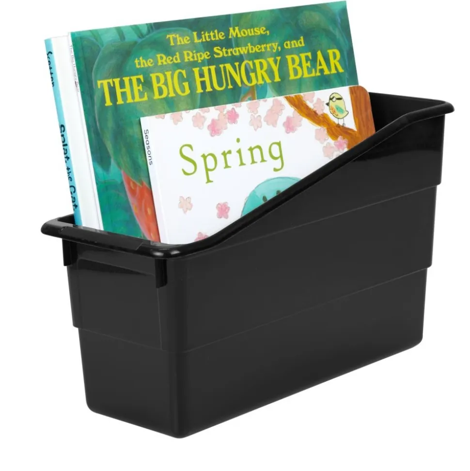 Really Good Stuff® Three Tier Shelf Storage with Black Durable Book & Binder Holders