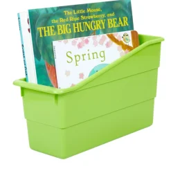 Really Good Stuff® Three Tier Shelf Storage with Neon Green Durable Book & Binder Holders