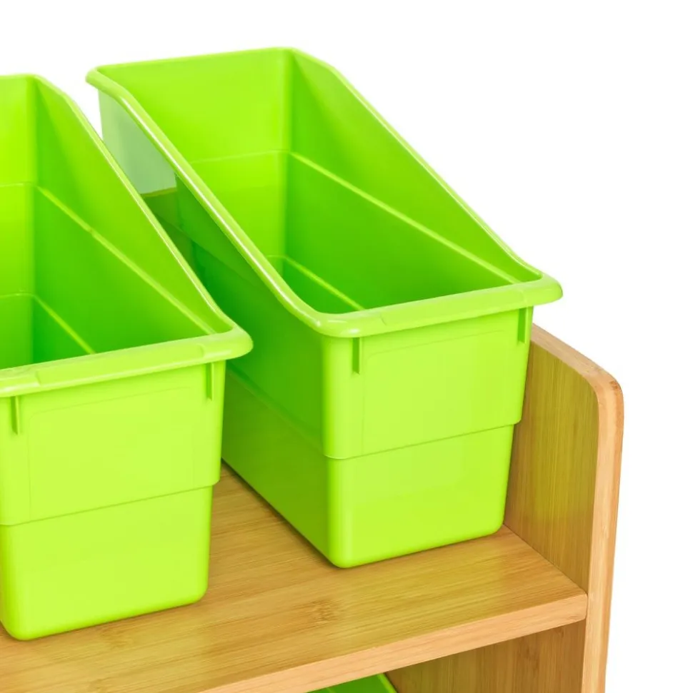 Really Good Stuff® Three Tier Shelf Storage with Neon Green Durable Book & Binder Holders