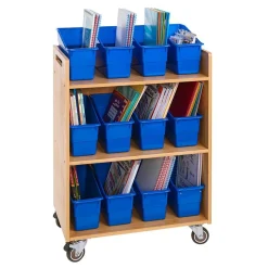Really Good Stuff® Three Tier Shelf Storage with Blue Durable Book & Binder Holders
