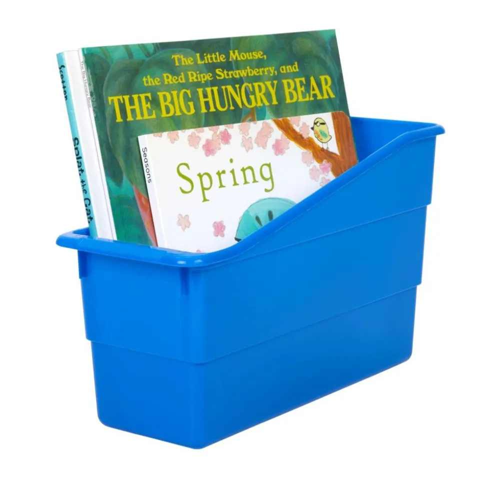 Really Good Stuff® Three Tier Shelf Storage with Blue Durable Book & Binder Holders