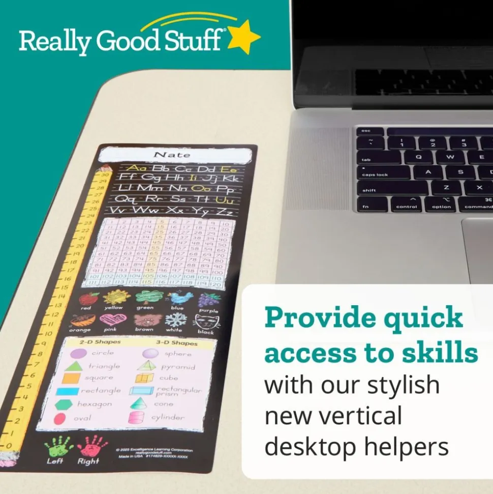 Really Good Stuff® Vertical Chalkboard-Style Desktop Helpers™, Vinyl, Self-Adhesive- Set of 24 - Primary
