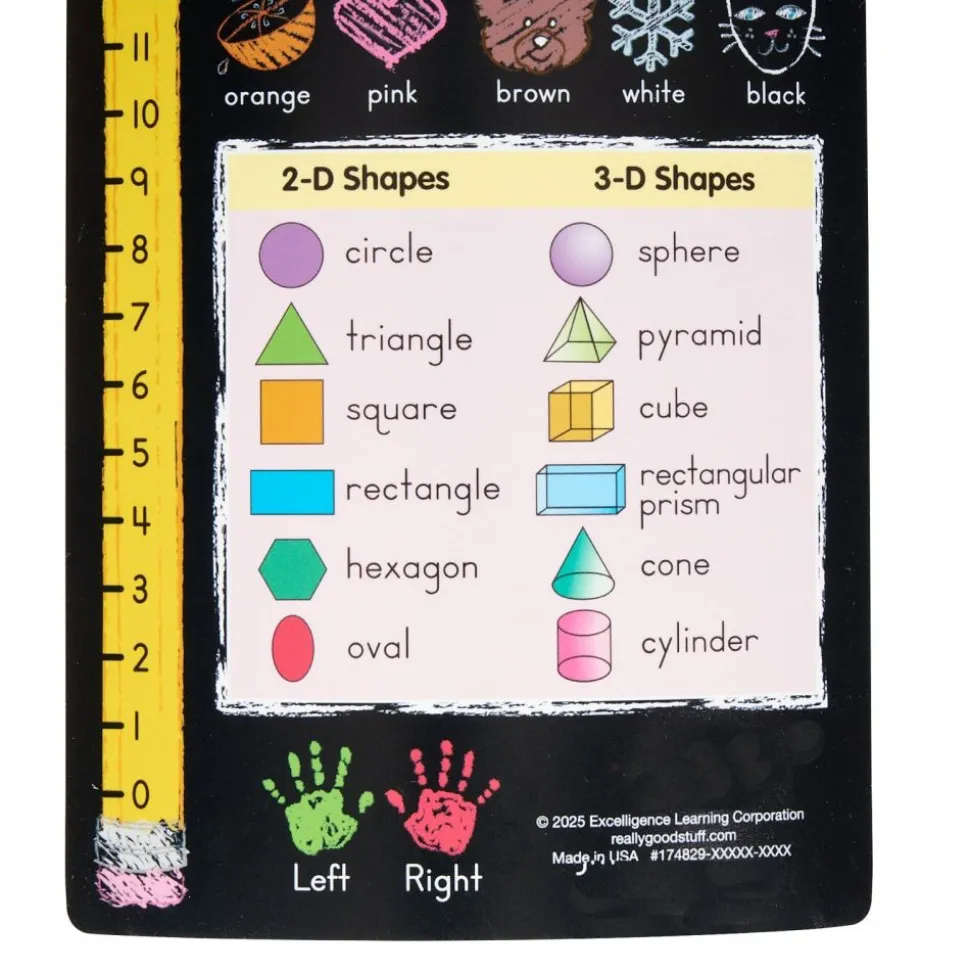 Really Good Stuff® Vertical Chalkboard-Style Desktop Helpers™, Vinyl, Self-Adhesive- Set of 24 - Primary
