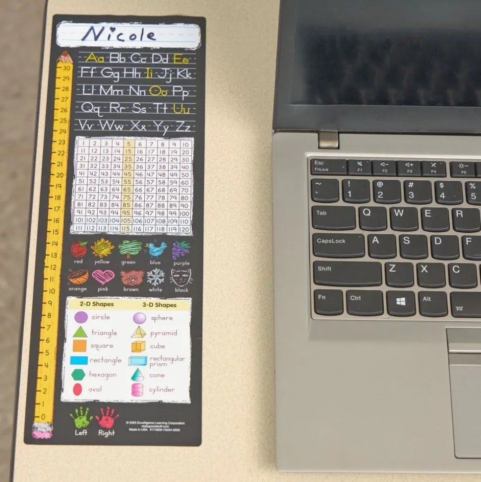 Really Good Stuff® Vertical Chalkboard-Style Desktop Helpers™, Vinyl, Self-Adhesive- Set of 24 - Primary