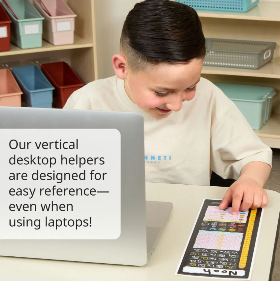 Really Good Stuff® Vertical Chalkboard-Style Desktop Helpers™, Vinyl, Self-Adhesive- Set of 24 - Primary