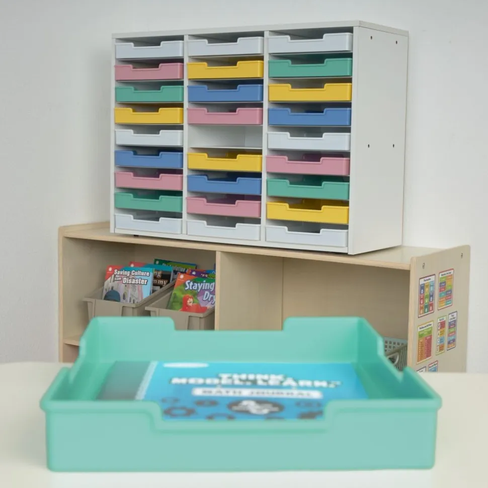 Really Good Stuff® White 27-Slot Mail Center With Bold Vibes Trays