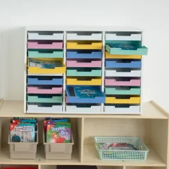 Really Good Stuff® White 27-Slot Mail Center With Bold Vibes Trays