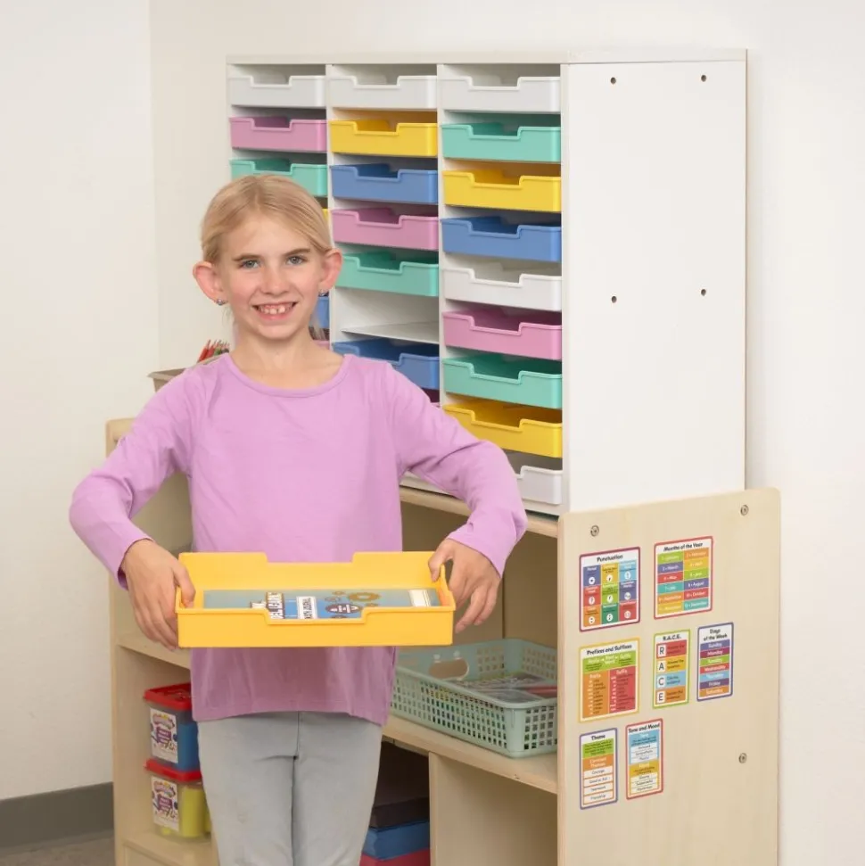 Really Good Stuff® White 27-Slot Mail Center With Bold Vibes Trays