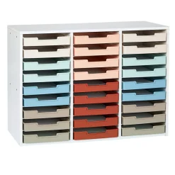 Really Good Stuff® White 27-Slot Mail Center With Boho Trays