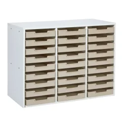 Really Good Stuff® White 27-Slot Mail Center With Tan Trays
