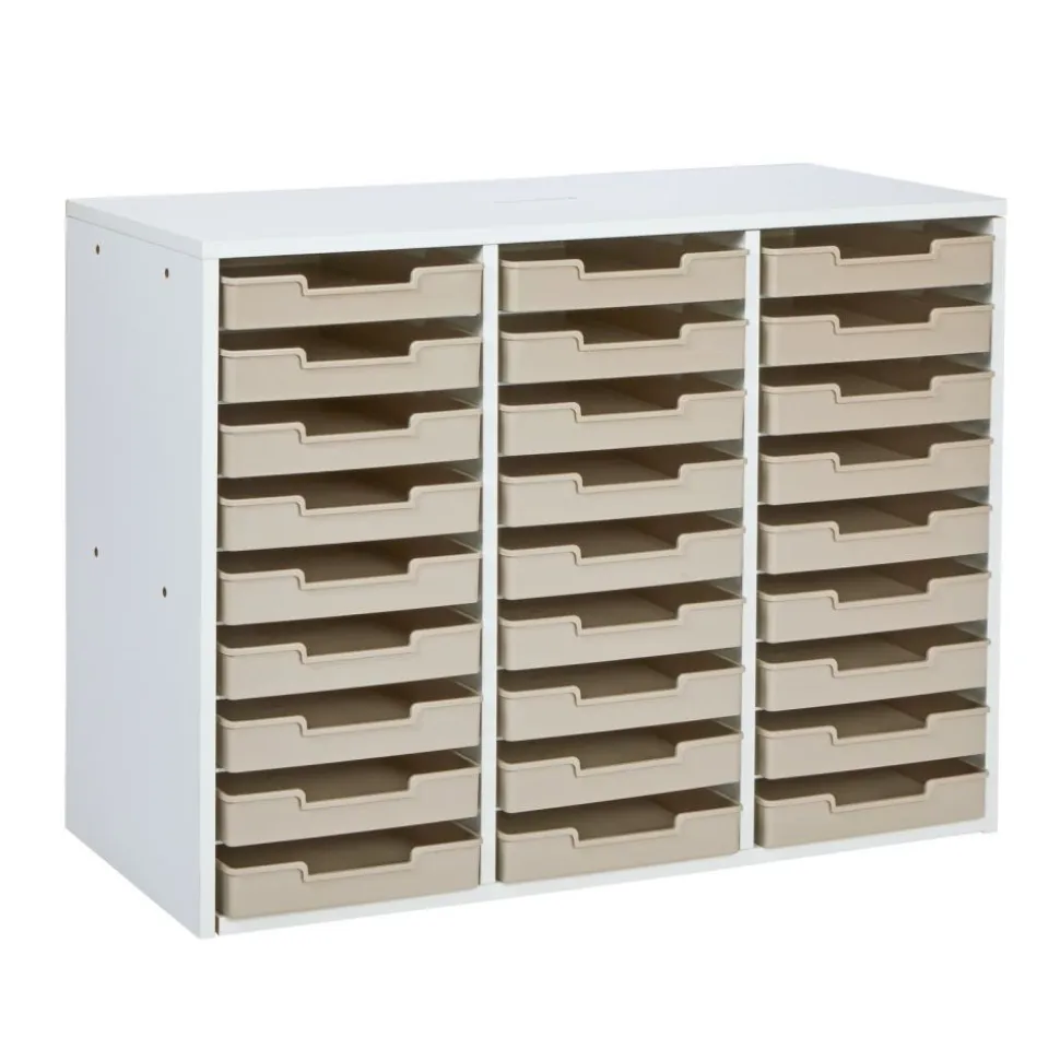 Really Good Stuff® White 27-Slot Mail Center With Tan Trays