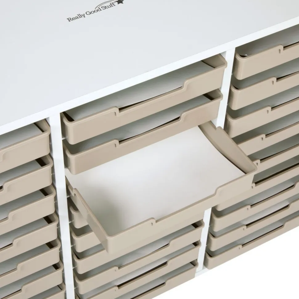 Really Good Stuff® White 27-Slot Mail Center With Tan Trays